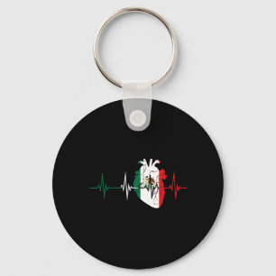 Heartbeat Heart Mexico Flag Love Mexican Men Women Key Ring
