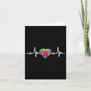 Heartbeat Heart Puzzle Autistic Autism Awareness Card