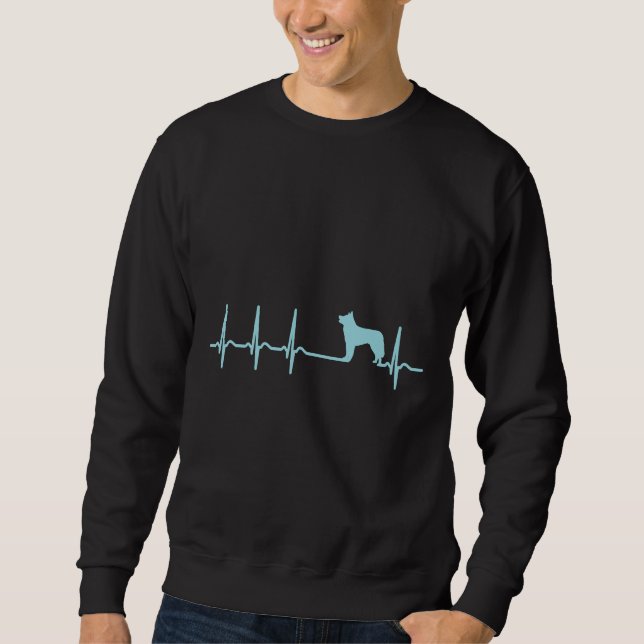 Heartbeat Husky   Cool Funny Nerdy Comic Graphic H Sweatshirt (Front)