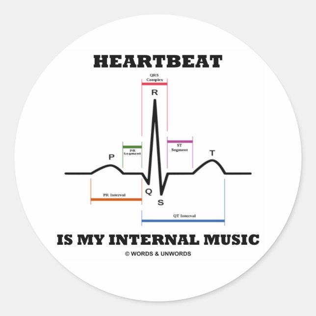 Heartbeat Is My Internal Music (ECG/EKG) Classic Round Sticker (Front)