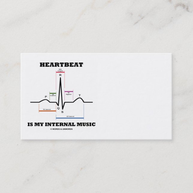 Heartbeat Is My Internal Music (ECG/EKG Rhythm) Business Card (Front)