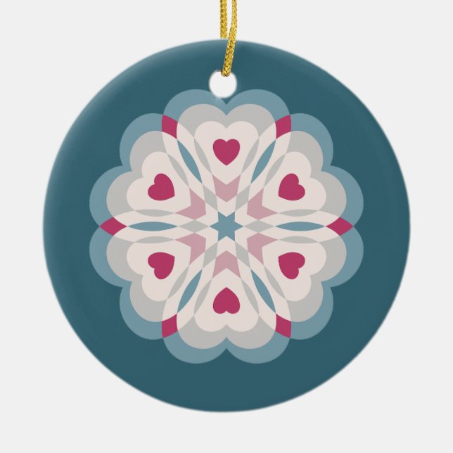 Heartbeat Kaleidoscope Ceramic Tree Decoration (Front)