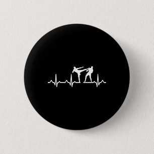 Heartbeat Kickboxing Shirt Kick Boxing Karate Tee  6 Cm Round Badge