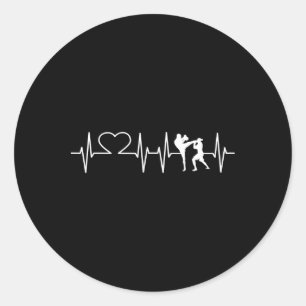 Heartbeat Kickboxing Shirt Kick Boxing Karate Tee  Classic Round Sticker