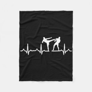 Heartbeat Kickboxing Shirt Kick Boxing Karate Tee  Fleece Blanket