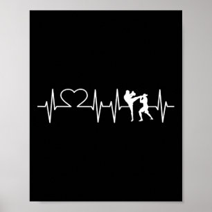 Heartbeat Kickboxing Shirt Kick Boxing Karate Tee  Poster