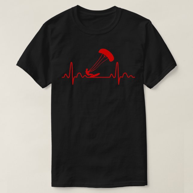 Heartbeat Kite Surfing Kite Surfer Funny Gift Idea T-Shirt (Design Front)
