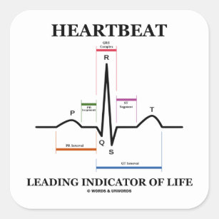 Heartbeat Leading Indicator Of Life (ECG/EKG) Square Sticker