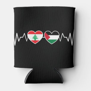 Heartbeat Lebanon Palestine Unity Flags. Can Cooler