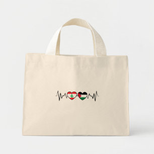 Heartbeat Lebanon Palestine Unity Flags. Mini Tote Bag