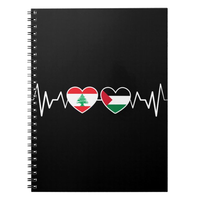Heartbeat Lebanon Palestine Unity Flags. Notebook (Front)