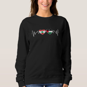 Heartbeat Lebanon Palestine Unity Flags. Sweatshirt