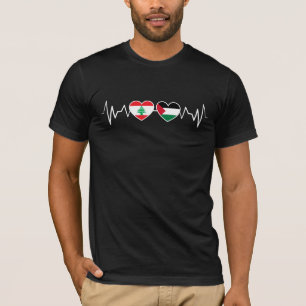 Heartbeat Lebanon Palestine Unity Flags. T-Shirt