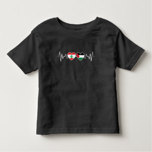 Heartbeat Lebanon Palestine Unity Flags. Toddler T-Shirt