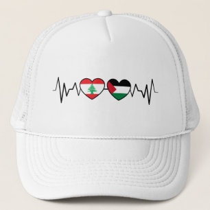 Heartbeat Lebanon Palestine Unity Flags. Trucker Hat