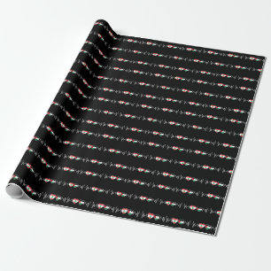 Heartbeat Lebanon Palestine Unity Flags. Wrapping Paper