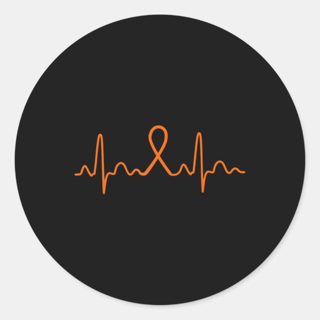 Heartbeat  Leukaemia Cancer  Leukaemia Support Gif Classic Round Sticker (Front)