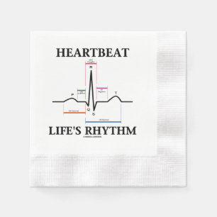 Heartbeat Life's Rhythm ECG EKG Electrocardiogram Napkin