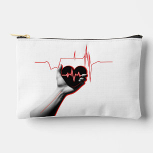 Heartbeat Love Design – Hand Holding Heart Accessory Pouch