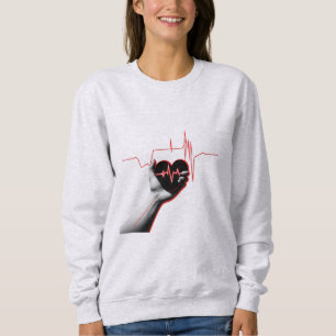 Heartbeat Love Design – Hand Holding Heart Sweatshirt