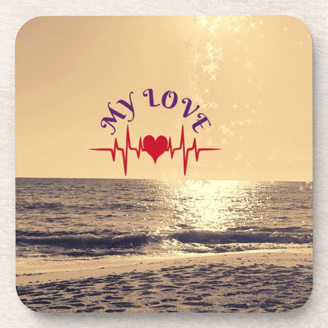 Heartbeat Love – Minimalist Romantic Design Coaster (Front)