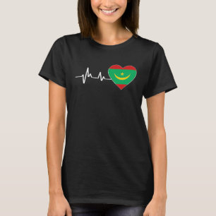 Heartbeat Mauritanian Flag For Mauritanians T-Shirt