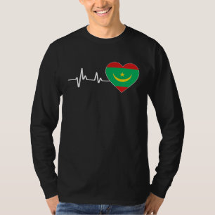 Heartbeat Mauritanian Flag For Mauritanians T-Shirt