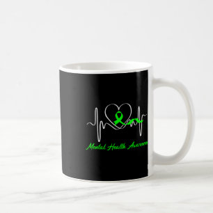 Heartbeat Mental Health Awareness Green Ribbon Sup Coffee Mug