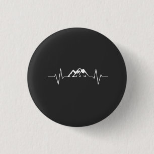 Heartbeat Mountaineering Hiking Gift 3 Cm Round Badge