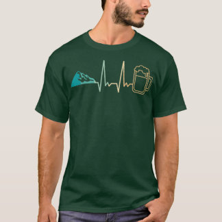 Heartbeat Mountains and Beer Beer Mug Funny Gift T-Shirt