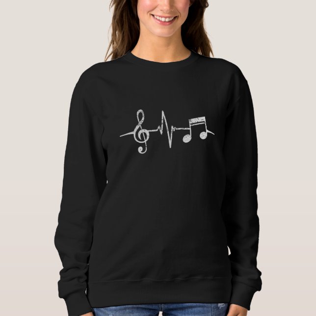 Heartbeat Musical Notes Musician Stuff  Music Sweatshirt (Front)