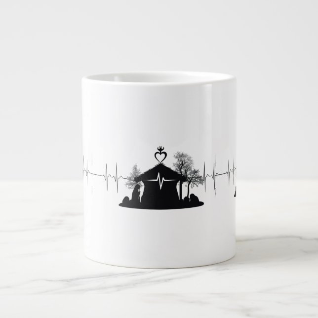 Heartbeat Nativity Unique Minimal Jumbo Mug (Front)