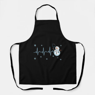 Heartbeat Nurse Snowman Christmas  Apron