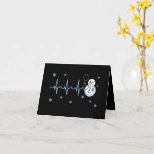 Heartbeat Nurse Snowman Christmas Card
