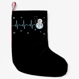 Heartbeat Nurse Snowman Christmas  Small Christmas Stocking