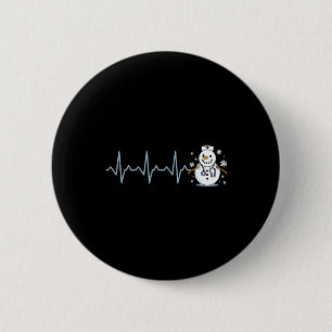Heartbeat Nurse Snowman Nurse Christmas  6 Cm Round Badge