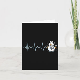 Heartbeat Nurse Snowman Nurse Christmas  Card