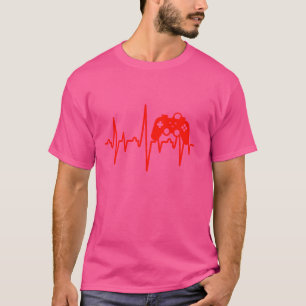 Heartbeat of a Gamer Heartbeat Line and Gamepad De T-Shirt