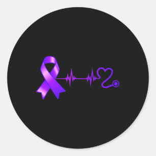 Heartbeat Opioid Ribbon Opioid Overdose Awareness Classic Round Sticker