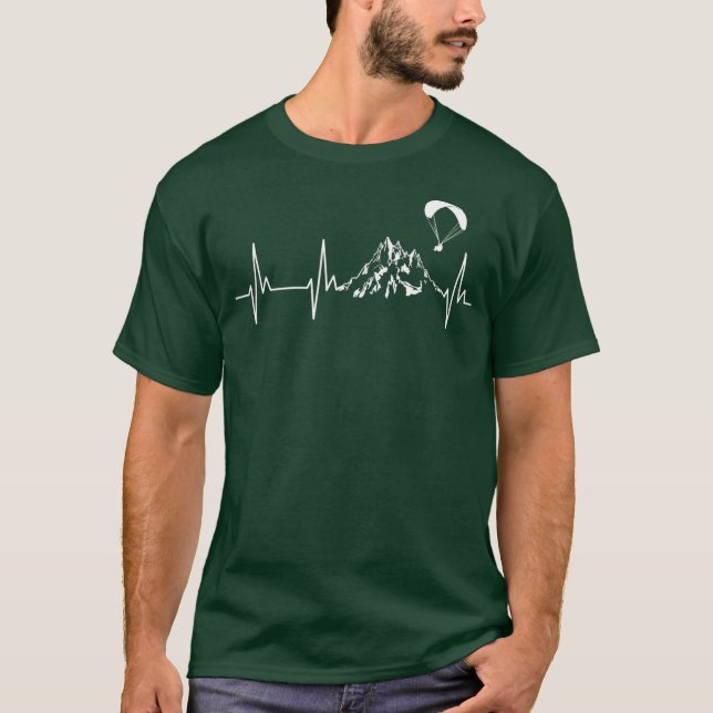 Heartbeat Paragliding Over Mountain T-Shirt (Front)