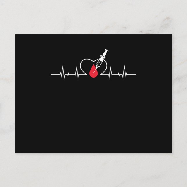 Heartbeat Phlebotomist Phlebotomy Syringe Blood Gi Postcard (Front)