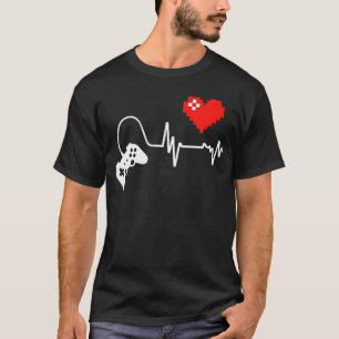 Heartbeat Pixel Love for Gamers and Console Addict T-Shirt