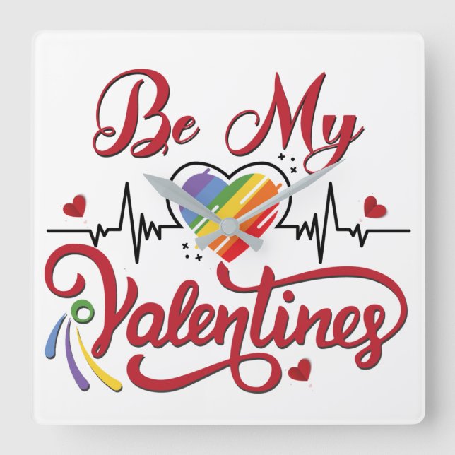 Heartbeat pride Heart, My valentine Square Wall Clock (Front)
