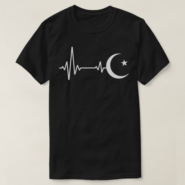 Heartbeat Pulse Half Moon Turkish Crescent Turk Is T-Shirt (Design Front)