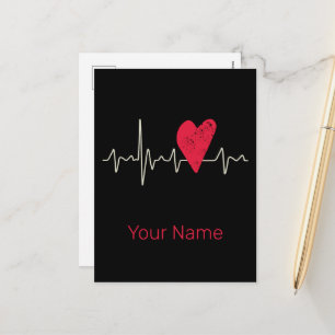 Heartbeat Pulse Heart Valentine's Day Or Mother's Holiday Postcard