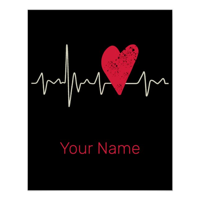Heartbeat Pulse Heart Valentine's Day Or Mother's  Poster (Front)