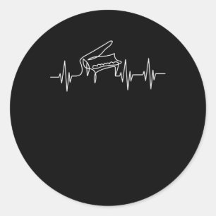 Heartbeat Pulse Piano Grand Piano Pianist Classic Round Sticker