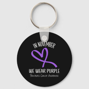 Heartbeat Purple Ribbon Pancreatic Cancer Awarenes Key Ring