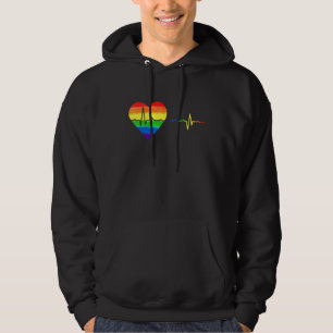 Heartbeat Rainbow Love LGBT Lesbian Gay Bisexual P Hoodie