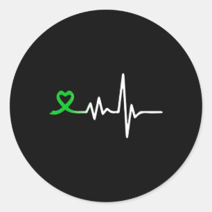 Heartbeat Ribbon Mental Health Awareness For Men W Classic Round Sticker